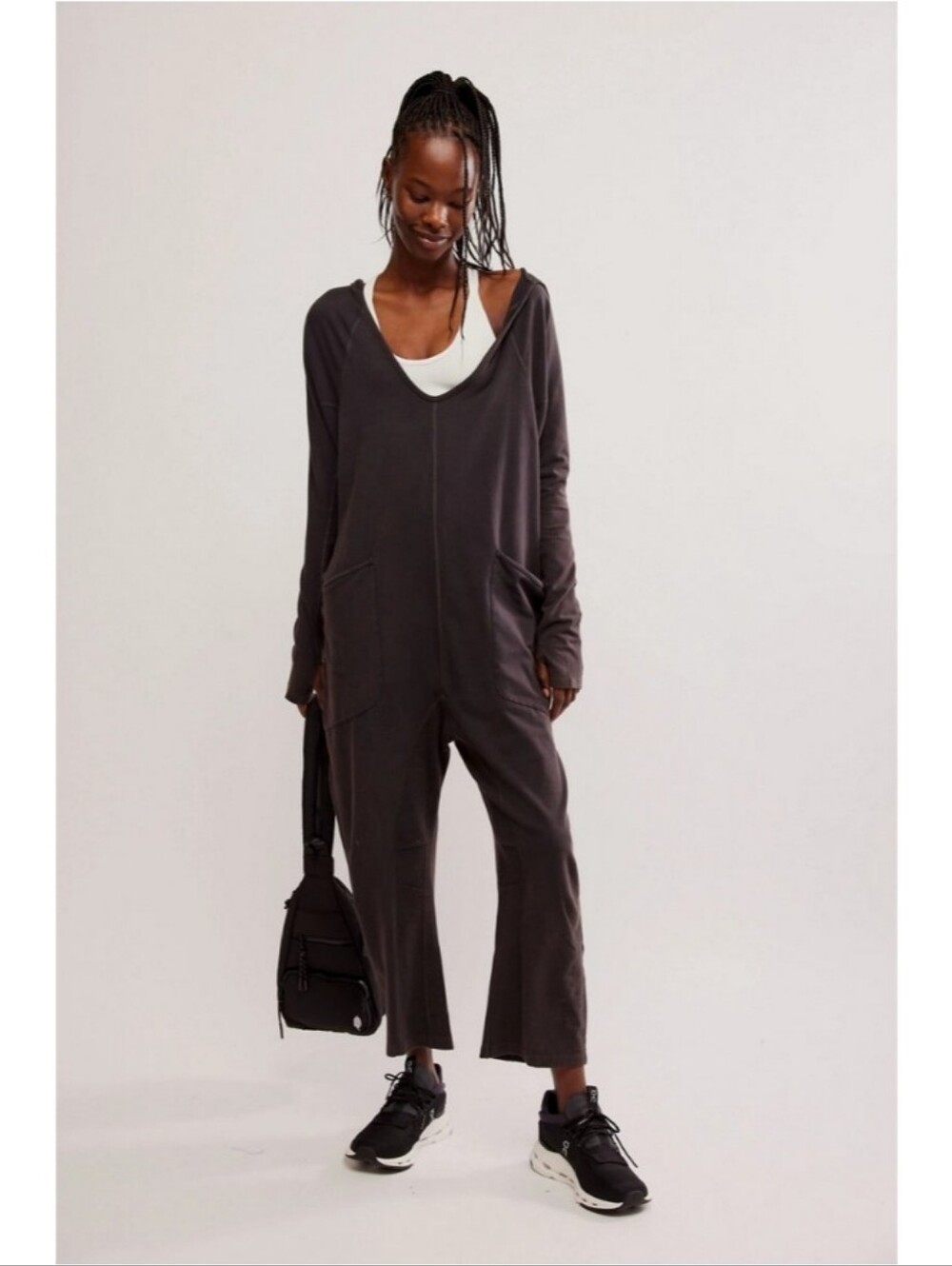 Free People Movement Hot Shot Long-Sleeve Onesie Black